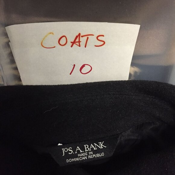 Jos A. Bank Mens 42R Black Coat Mid Length Wool & Cashmere Blend - Picture 11 of 11